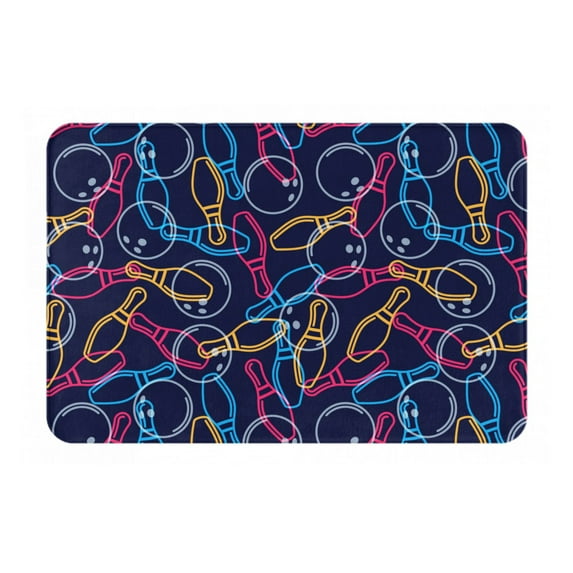 Pofeuu Multicolor Bowling Print Flannel Doormats Rug16"x24"Rug Washable Doormats Indoor Outdoor Rugs for Layered Front Door Mats, Porch, Kitchen, Entryway