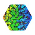 thumbnail image 1 of Pofeuu Multicolored Butterflies Print Leather Coasters Set of 6, Round Cups Mugs Mat Pad for Home Kitchen Heat Resistant Drink Coasters,Hexagon, 1 of 7