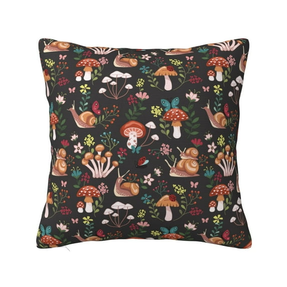 Pofeuu Mushroom Snail Print Double-sided plush pillowcase Square Throw Pillow Covers Pillows Cover for Living Room Bedroom Sofa Couch Cushion Cover(No pillow core)-26"x26"