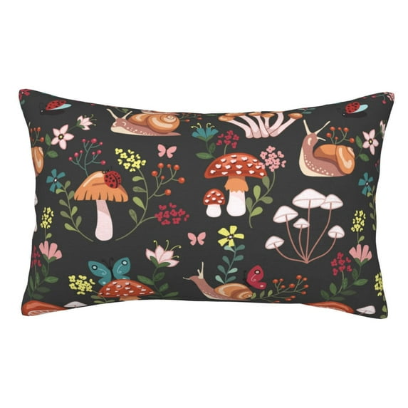 Pofeuu Mushroom With Snails Print Polyester Microfiber Plush Pillowcases, Super Soft and Cozy Pillow Case Covers with Envelop Closure(Pillow core not included)-20"x30"