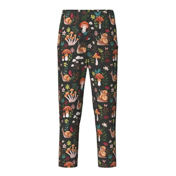 Pofeuu Mushroom With Snails Print Teenagers' Pajama Pants, Soft Lounge Pajama Pants with big pockets for Men Plaid Pj Bottoms-Small