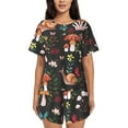 thumbnail image 1 of Pofeuu Mushroom With Snails Print Women's Pajama Set Short/Shorts Soft Button PJs Elastic Drawstring Waist Sleepwear-Medium, 1 of 6