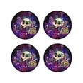 thumbnail image 1 of Pofeuu Mushrooms and Skull Print Coasters for Drinks, 4Pack PU Leather Coasters, Bar Drink Coasters for Tabletop Protection, Furniture from Damage-Round Shape, 1 of 6