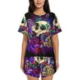 thumbnail image 1 of Pofeuu Mushrooms and Skull Print Women's Pajama Set Short/Shorts Soft Button PJs Elastic Drawstring Waist Sleepwear-Medium, 1 of 6
