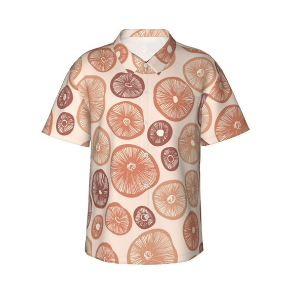 Pofeuu Mushrooms2 Print Hawaiian Shirt for Men Sleeves Casual Button Down Summer Beach Dress Shirts T-Shirts,Large