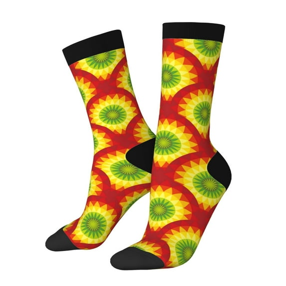 Pofeuu Music Colors Print Crew Socks, Adult Running Hiking Socks for Youth and Adult