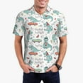 thumbnail image 1 of Pofeuu Music Lover Dinosaur Print Men's Loose Fit Midweight Short-Sleeve Pocket Polo-X-Large, 1 of 6