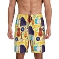 thumbnail image 1 of Pofeuu Musical Instruments Print Men's Soft Woven Elastic Waistband Sleep Pajama Short-Small, 1 of 6