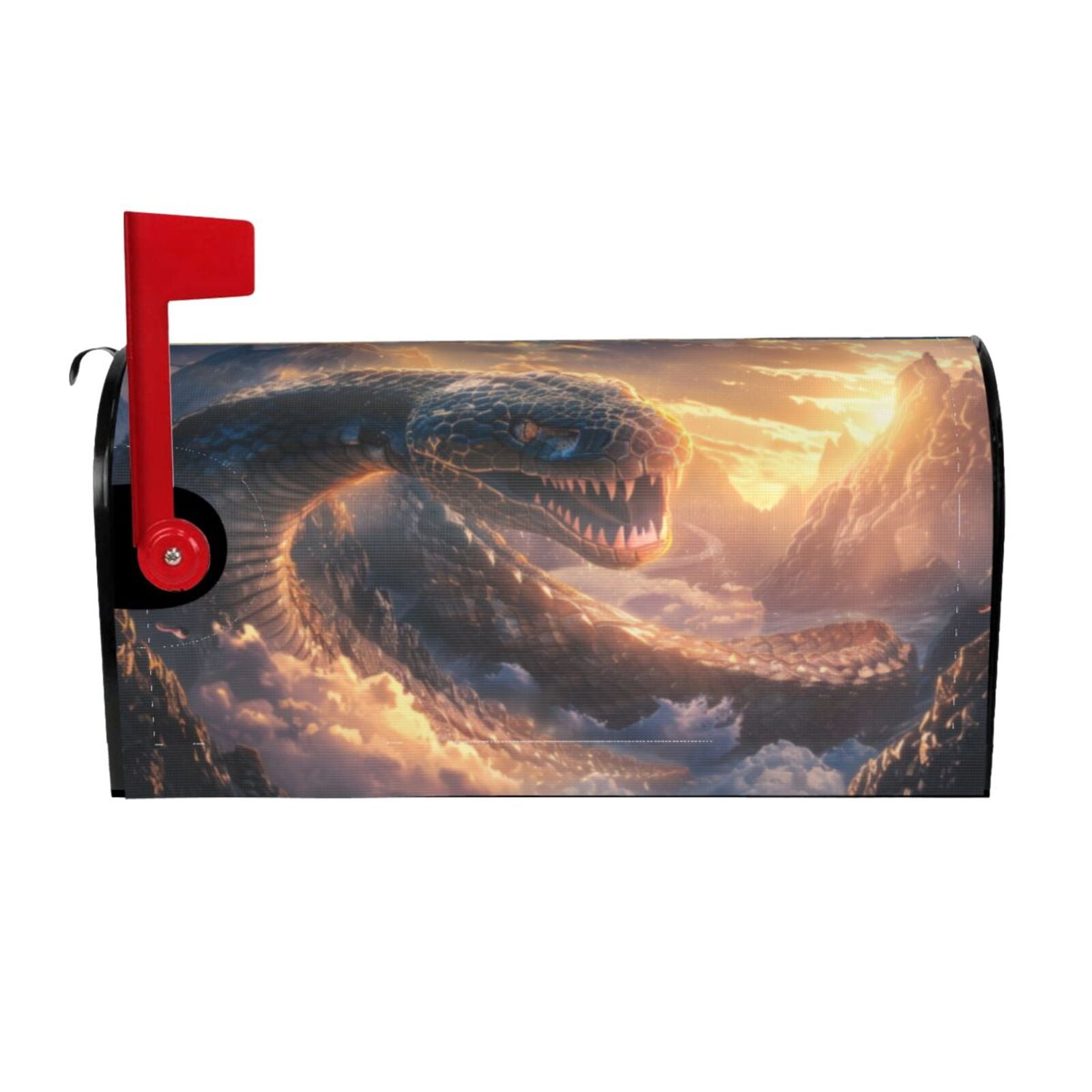 Pofeuu Mythical Serpent Mountain Sunrise Print Mailbox Covers Letterbox