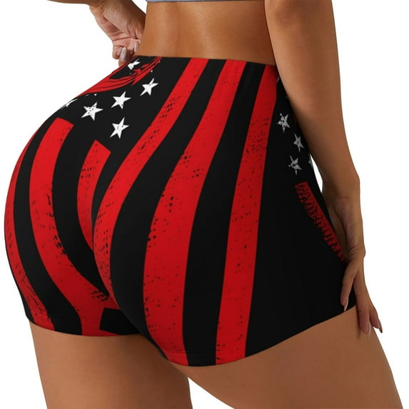 Pofeuu Nautical American Flag Print Workout Shorts for Women Scrunch Butt Lifting High Waisted Yoga Gym Seamless Booty Biker Shorts-Small