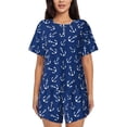 thumbnail image 1 of Pofeuu Nautical Anchors Print Women's Pajama Set Short/Shorts Soft Button PJs Elastic Drawstring Waist Sleepwear-3X-Large, 1 of 6