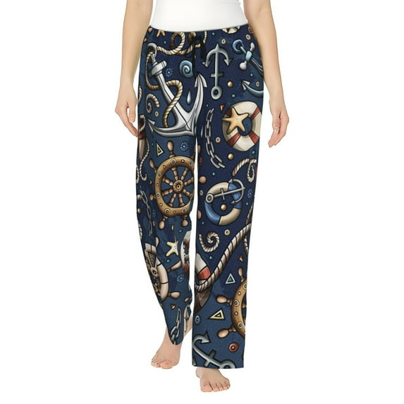Pofeuu Nautical Print Women's Fashion Pajama Pants with Pockets Comfy Drawstring Sleep Lounge Bottoms-XX-Large