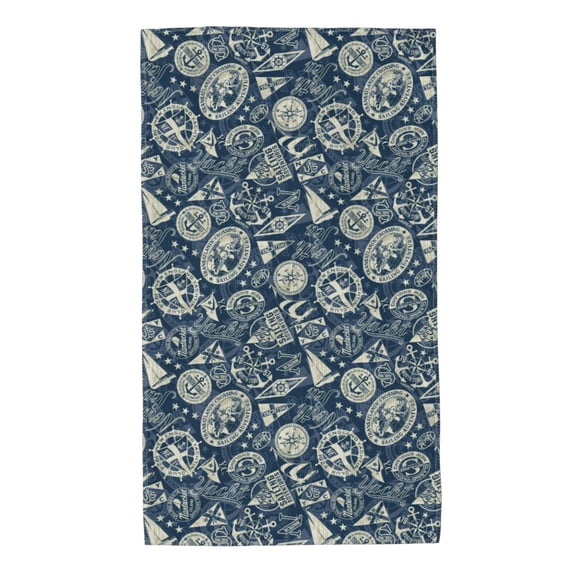 Pofeuu Nautical Style Print Hand Towel 27.5" x 16" Soft Absorbent Towel for Bathroom SPA Gym Hotel