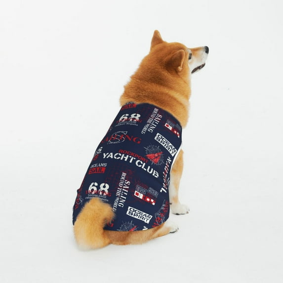 Pofeuu Nautical Style Sailboat Print Dog Clothes Fashionable Sleeveless Pet Vest Cotton Dog Shirt, Ideal for Small, Medium, and Large Breeds-XX-Large