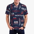 thumbnail image 1 of Pofeuu Nautical Style Sailboat Print Men's Loose Fit Midweight Short-Sleeve Pocket Polo-XX-Large, 1 of 6