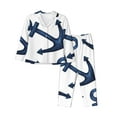 thumbnail image 1 of Pofeuu Navy Blue Anchor Print Womens Pajamas Set Long Sleeve Sleepwear Button Down Nightwear Soft Pj Lounge Sets Button Down Pajamas Women-, 1 of 7