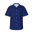 thumbnail image 1 of Pofeuu Navy Blue Print Hawaiian Shirt for Men Sleeves Casual Button Down Summer Beach Dress Shirts T-Shirts,Large, 1 of 7
