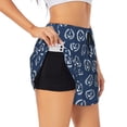 thumbnail image 1 of Pofeuu Navy Nautical Print Women's Athletic Shorts Running Workout Shorts Tummy Control Quick Dry Gym Shorts with Pockets Double layer sports shorts-Large, 1 of 7