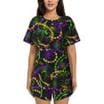 thumbnail image 1 of Pofeuu Neon Mardi Gras Print Women's Pajama Set Short/Shorts Soft Button PJs Elastic Drawstring Waist Sleepwear-Small, 1 of 6