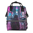 thumbnail image 1 of Pofeuu Neon Night Cityscape Print Diaper Bag Backpack, Multifunction Travel Pack Maternity Baby Changing Bags, Large Capacity, Waterproof, 1 of 6