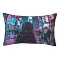 thumbnail image 1 of Pofeuu Neon Night Cityscape Print Polyester Microfiber Plush Pillowcases, Super Soft and Cozy Pillow Case Covers with Envelop Closure（Pillow core not included）-20"x30", 1 of 6
