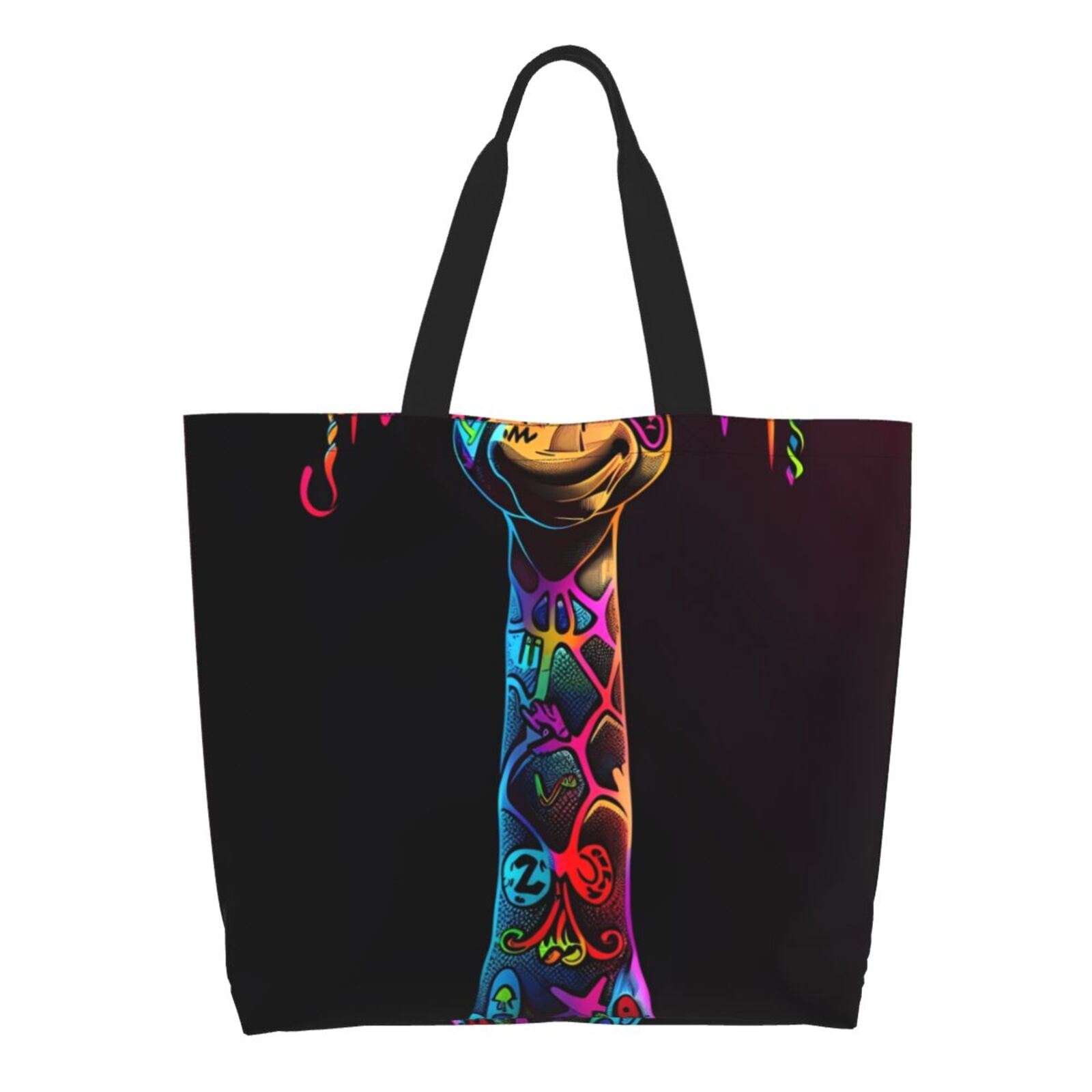 Urban Backwoods Reusable Cotton Shopping Bag - Hipster Shopper With Gabber Glitch Print - View #9