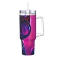 thumbnail image 1 of Pofeuu Neon Toy Cat Reflections Print 40oz Ice Bully With Handle And Straw Stainless Steel Vacuum Insulated Cup And 2 In 1 Straw Lid, 1 of 8