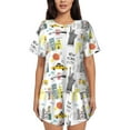 thumbnail image 1 of Pofeuu New York Print Women's Pajama Set Short/Shorts Soft Button PJs Elastic Drawstring Waist Sleepwear-Large, 1 of 6