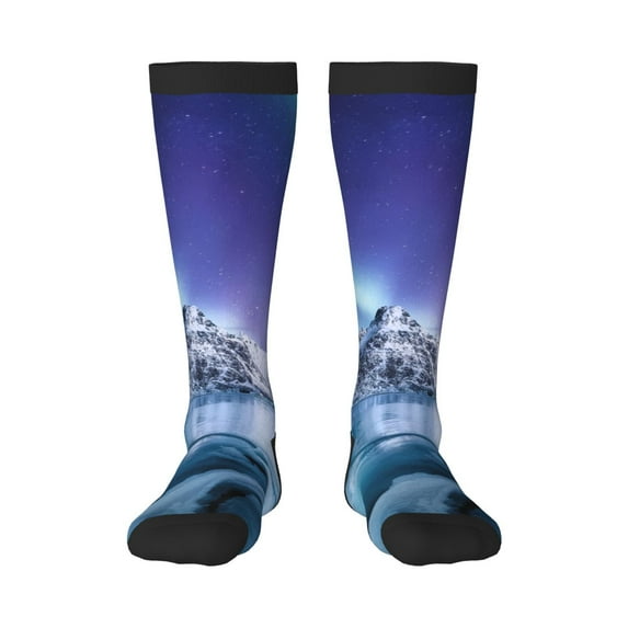 Pofeuu Night At Lake Aurora 1 Print Stockings, Adult Running Hiking Socks for Youth and Adult