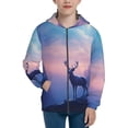 thumbnail image 1 of Pofeuu Night Sky Elk Print Teenage Zipper Hoodie Sweatshirts Hooded Casual Jackets With Pocket For Boys Girls-Medium, 1 of 6