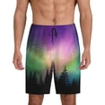 thumbnail image 1 of Pofeuu Northern Lights Print Men's Soft Woven Elastic Waistband Sleep Pajama Short-Large, 1 of 6