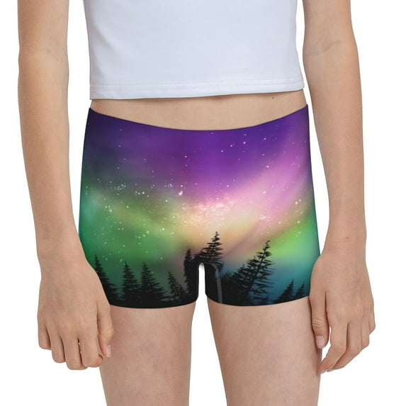Pofeuu Northern Lights Print Soft Cotton Girls Boyshort panties Toddler Underwear-X-Large
