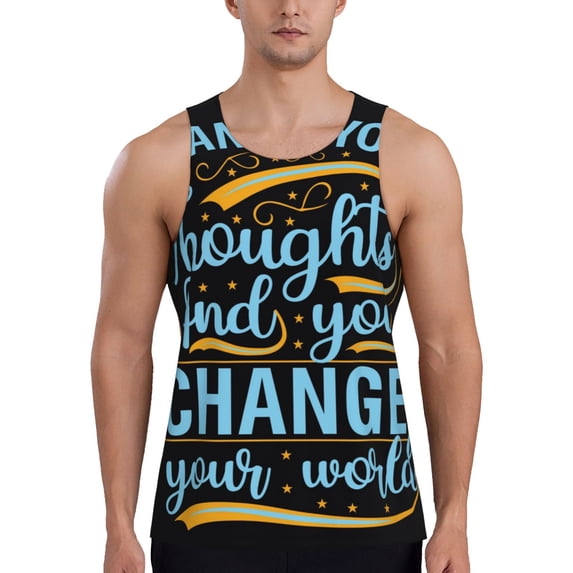 Pofeuu Not All Those Who Wander Are Lost 2 Print Men's Workout Tank Tops Sleeveless Muscle Gym Shirt Quick Dry-Large