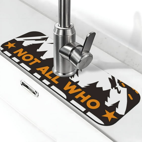 Pofeuu Not All Who Wander Are Lost4 Print Splash Guard for Sink Faucet Sink Gadgets-Splash Guard Behind Faucet Drip Catcher for Kitchen, Bathroom,Sink Mat