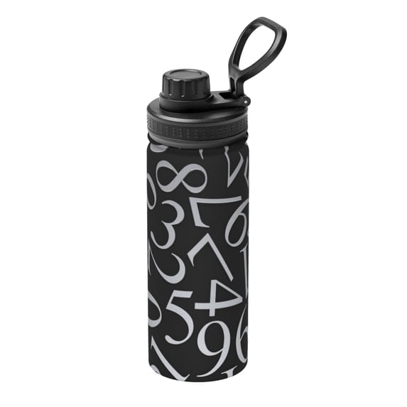 Pofeuu Numbers Print 18oz Sports Insulated Kettle Stainless Steel Vacuum Water Bottle Leakproof Sport Flask