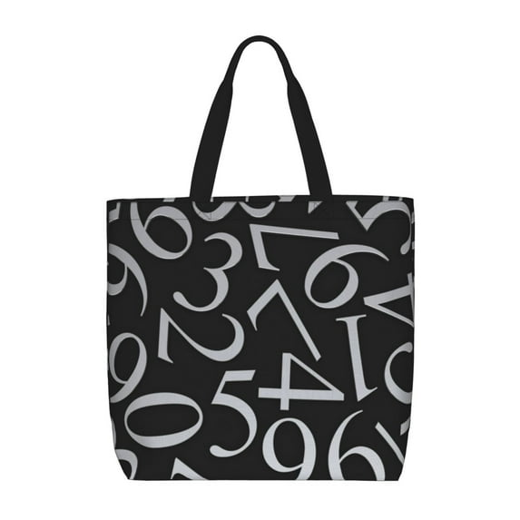 Pofeuu Numbers Print Tote Bag for Women,Hobo HandBags with Zipper,Large Capacity Casual Shoulder Handbags with Inner Pockets