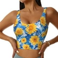 thumbnail image 1 of Pofeuu Ocean Wave Sunflower Print Sports Bra for Women Sexy Vest Yoga Running Gym Fitness Crop Bras Tops-XX-Large, 1 of 8