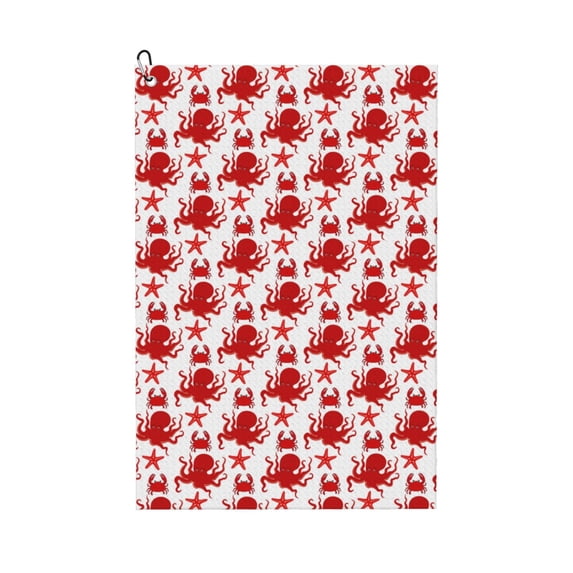 Pofeuu Octopus Print Premium Golf Towel with Carabiner Clip Absorbent Microfiber Waffle Pattern Golf Towel for Golf Bag Trolly Belt Loop