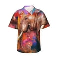 thumbnail image 1 of Pofeuu Oil Paintings of Elephants Print Hawaiian Shirt for Men Sleeves Casual Button Down Summer Beach Dress Shirts T-Shirts,X-Large, 1 of 7