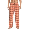 thumbnail image 1 of Pofeuu Orange Gingham Print Men's Pajama Pants, Soft Lounge Pajama Pants with big pockets for Men Plaid Pj Bottoms-Large, 1 of 6