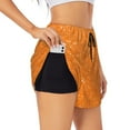 thumbnail image 1 of Pofeuu Orange Glitter2 Print Women's Athletic Shorts Running Workout Shorts Tummy Control Quick Dry Gym Shorts with Pockets Double layer sports shorts-Large, 1 of 7