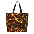 thumbnail image 1 of Pofeuu Orange Lightning Print Reusable Grocery Bags - Washable, Foldable, Packable Tote, Large Handles, Heavy Duty, Zippered Top Pouch, 1 of 8