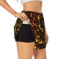 thumbnail image 1 of Pofeuu Orange Lightning Print Women's Athletic Shorts Running Workout Shorts Tummy Control Quick Dry Gym Shorts with Pockets Double layer sports shorts-XX-Large, 1 of 7