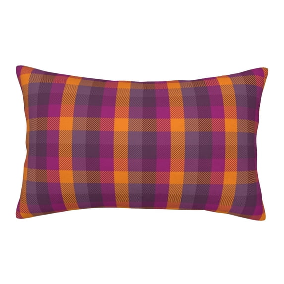 Pofeuu Orange and Purple Plaid Print Polyester Microfiber Plush Pillowcases, Super Soft and Cozy Pillow Case Covers with Envelop Closure(Pillow core not included)-16"x24"
