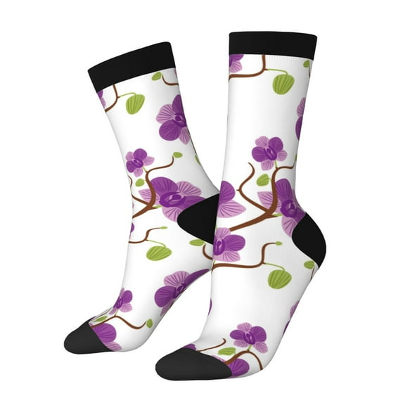 Pofeuu Orchids Flowers Print Crew Socks, Adult Running Hiking Socks for Youth and Adult