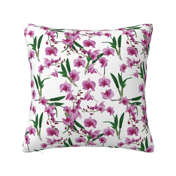 Pofeuu Orchids Flowers Print Double-sided plush pillowcase Square Throw Pillow Covers Pillows Cover for Living Room Bedroom Sofa Couch Cushion Cover(No pillow core)-24"x24"