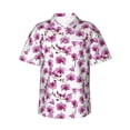 thumbnail image 1 of Pofeuu Orchids Flowers Print Hawaiian Shirt for Men Sleeves Casual Button Down Summer Beach Dress Shirts T-Shirts,Medium, 1 of 7