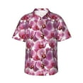 thumbnail image 1 of Pofeuu Orchids Flowers Print Hawaiian Shirt for Men Sleeves Casual Button Down Summer Beach Dress Shirts T-Shirts,XX-Large, 1 of 7