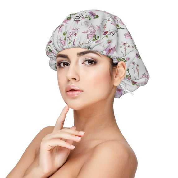 Pofeuu Orchids Flowers Print Silk Bonnet for Sleeping, Satin Hair Bonnets, Soft Elastic Band Silk Sleep Cap, Hair Wrap