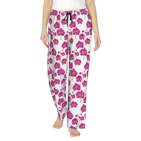 Pofeuu Orchids Flowers Print Women's Fashion Pajama Pants with Pockets Comfy Drawstring Sleep Lounge Bottoms-XX-Large